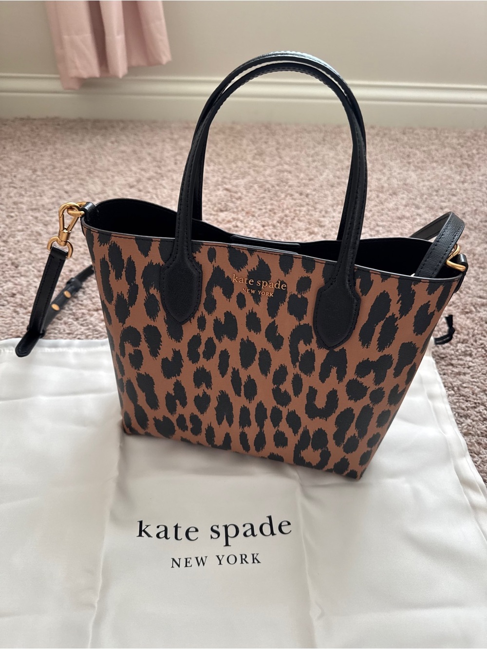 Kate Spade Leopard Print Leather Tote - Brown/Black